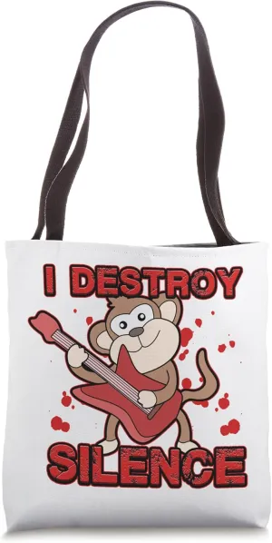 I Destroy Silence Disturbance Ukelele Guitar Monkey Guitar Tote Bag