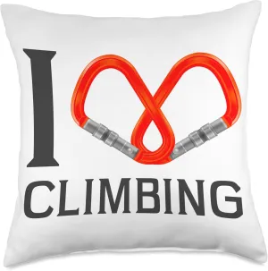 I Love Climbing Mountaineering Alpine Carabiner Climbing Throw Pillow