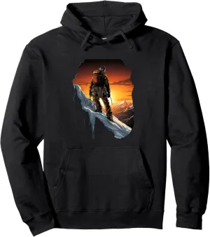 Ice Climbing Ice Climber Snow Rock Mountain Sunset Pullover Hoodie