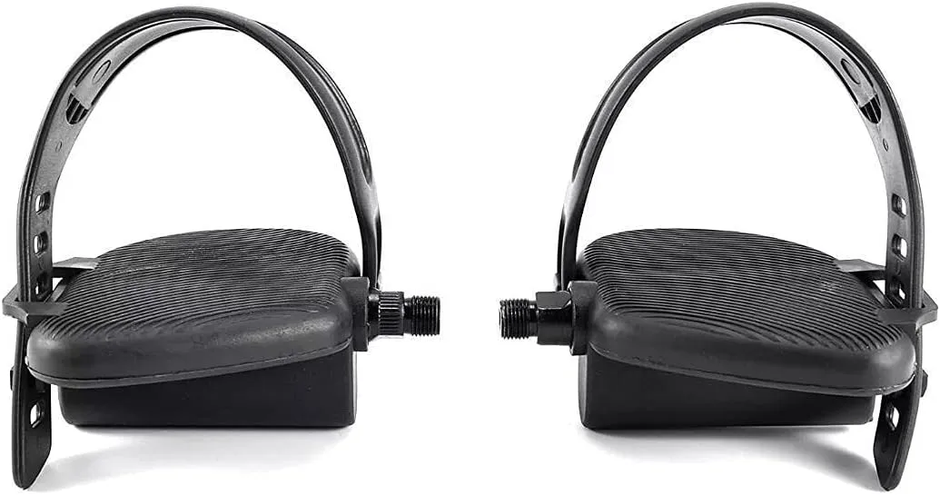 ICON Health & Fitness H.F Exchange Left and Right Foot Pedal Pair Set – Black | Recumbent Exercise Bike Pedals with Adjustable Straps | 1/2" Spindle Thread Size | Works with Ree.bok Cycle Plus CP3000