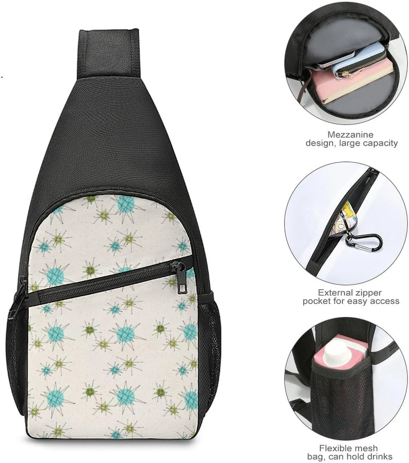 Iconic Atomic Starbursts Simple And Atmospheric Large Capacity Chest Bag