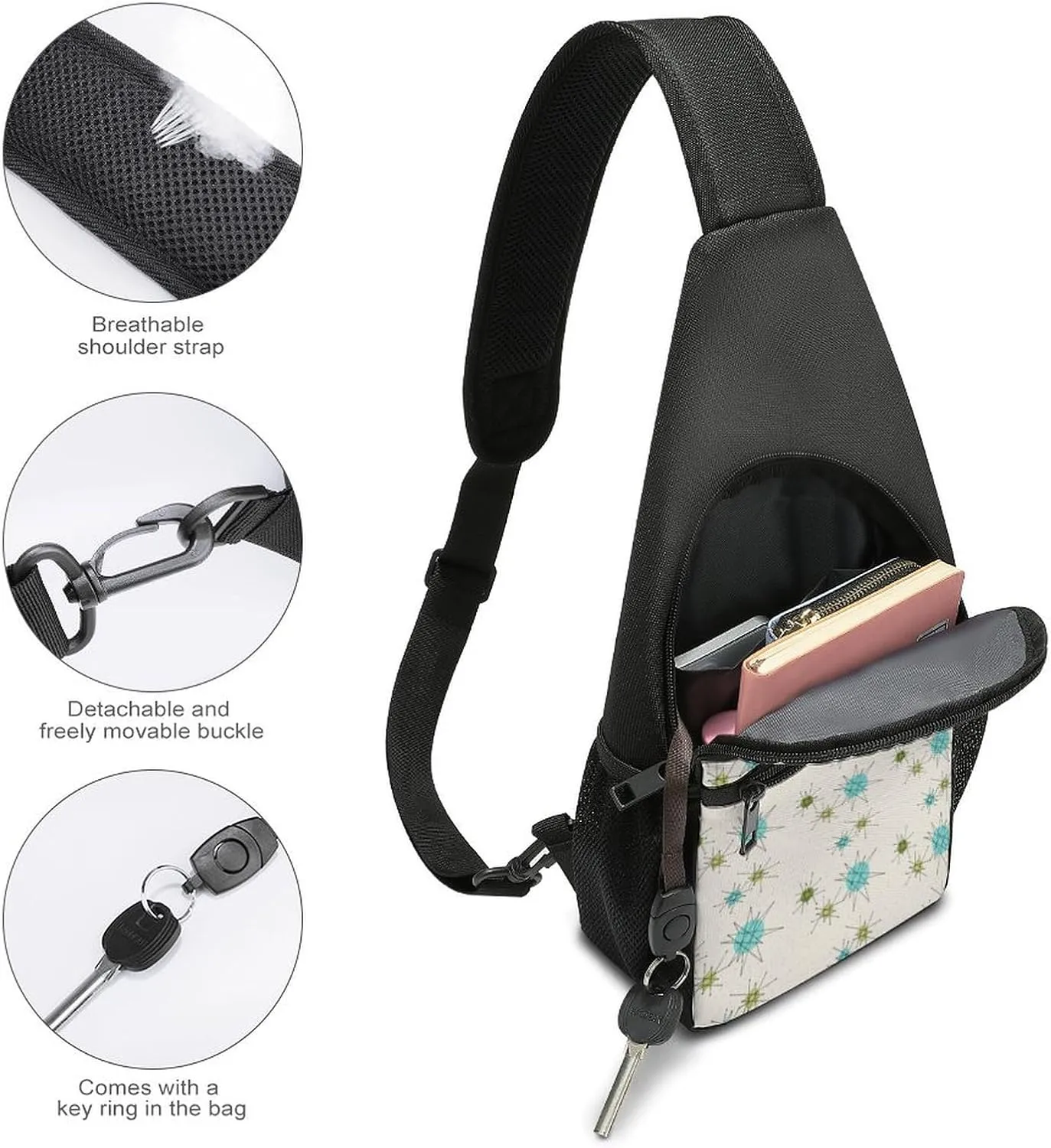 Iconic Atomic Starbursts Simple And Atmospheric Large Capacity Chest Bag
