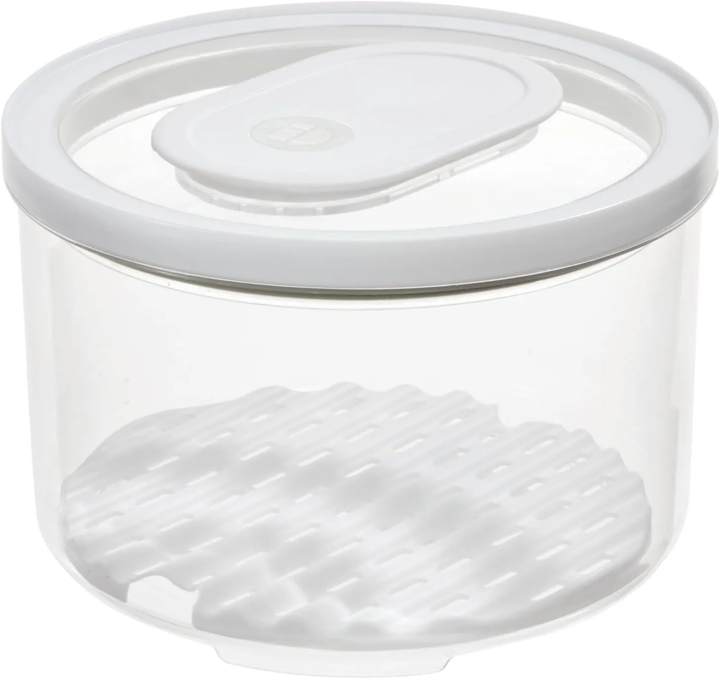 iDesign Round Fridge Produce Bin with Removable Drainage Tray and Lid - Set of 2 - Clear