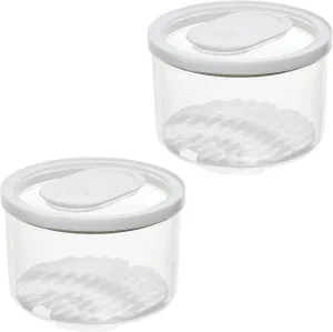 iDesign Round Fridge Produce Bin with Removable Drainage Tray and Lid - Set of 2 - Clear