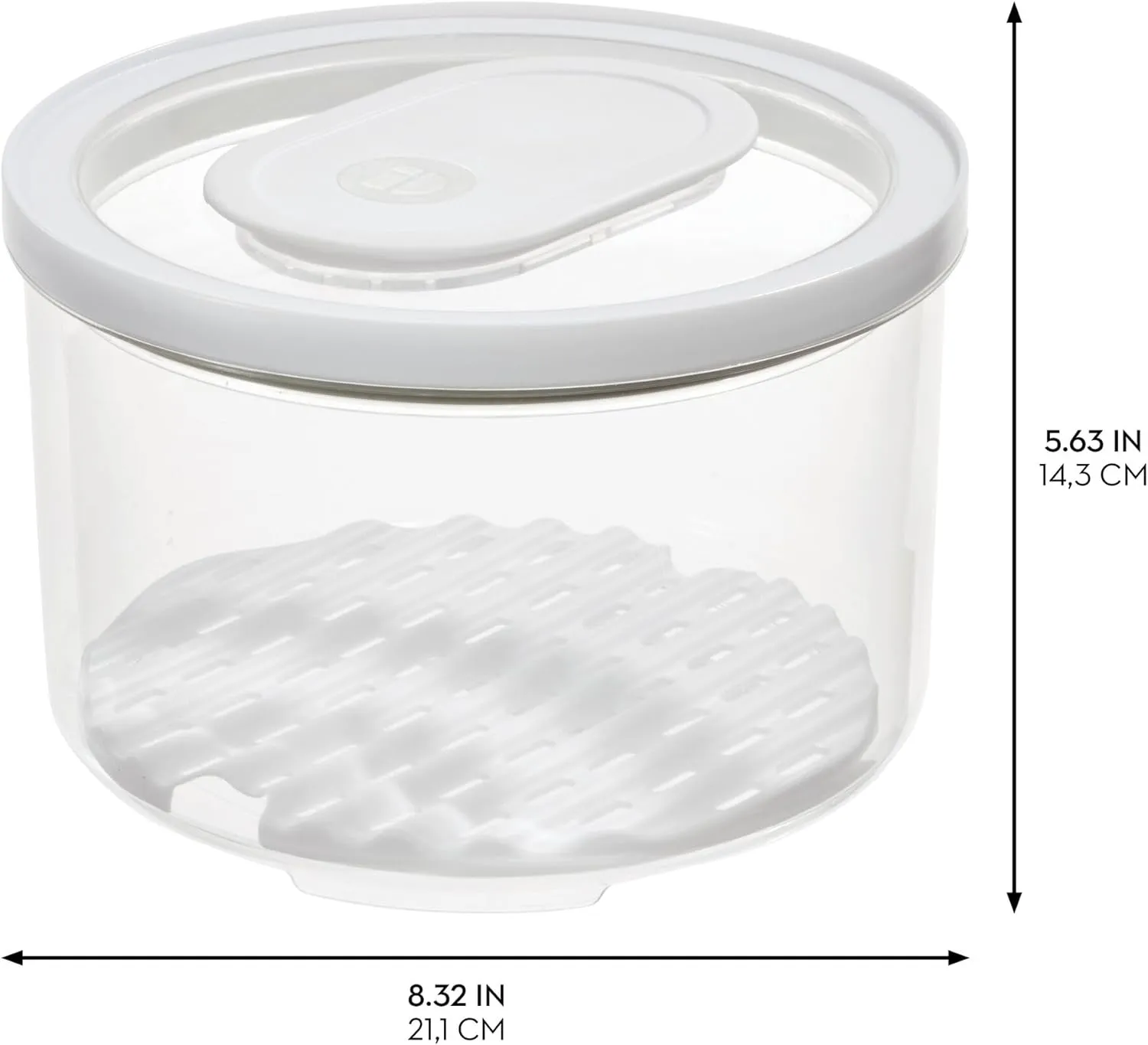 iDesign Round Fridge Produce Bin with Removable Drainage Tray and Lid - Set of 2 - Clear