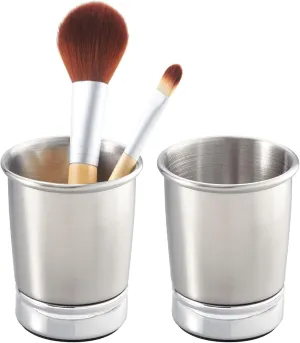 iDesign Stainless Steel Bathroom Countertop or Vanity Storage-Set of 2-Split Finish Tumbler