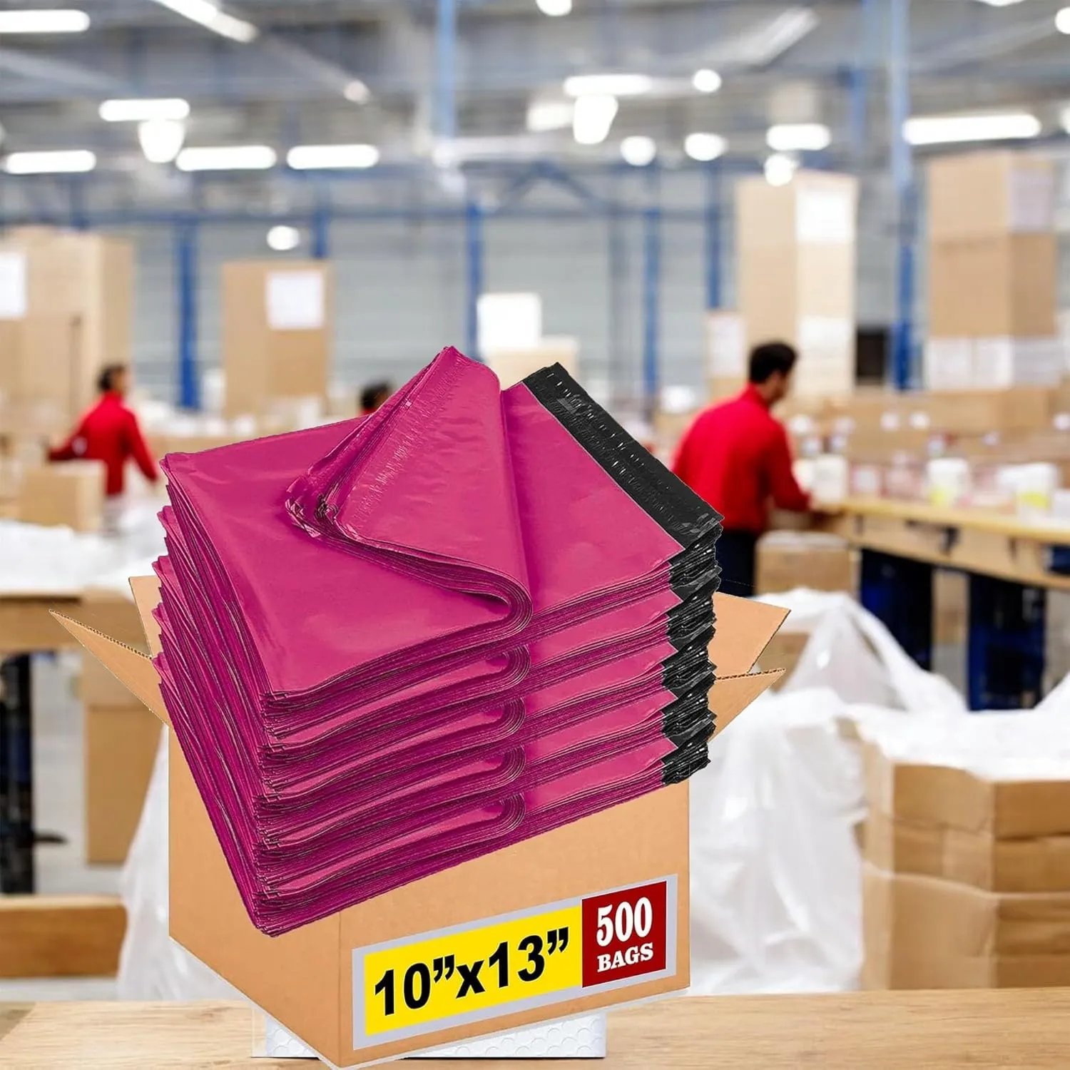 iMBAPrice 10x13 Inch 500-Pack Hot Pink Color Poly Mailers Shipping Envelopes Bags, Strong Adhesive Shipping and Packing Bags for Clothing, Waterproof and Tear-Proof Shipping Envelopes