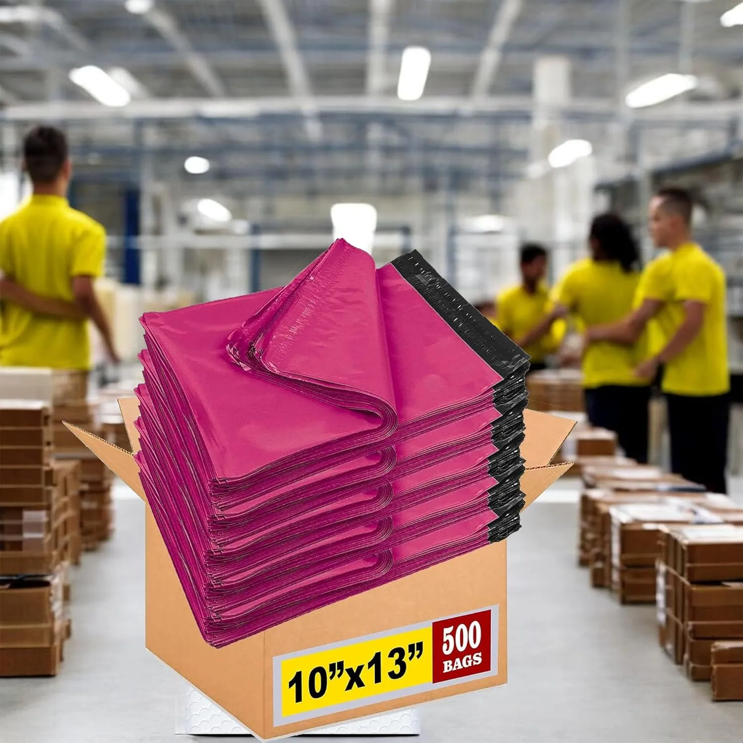 iMBAPrice 10x13 Inch 500-Pack Hot Pink Color Poly Mailers Shipping Envelopes Bags, Strong Adhesive Shipping and Packing Bags for Clothing, Waterproof and Tear-Proof Shipping Envelopes