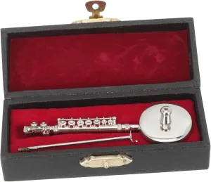 IMIKEYA 1set Mini Flute Model with Stand and Case Copper Musical Instrument Decoration for Home Desk Shelf Realistic Flute with Storage Box Idea