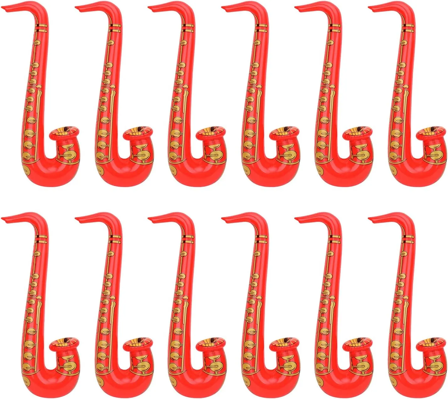 Inflatable Saxophone Musical Instruments Microphone Party Supplies Favours Bag Fillers Balloons for Hen Night Stag Dress Up Party Accessory, Red, 12pcs