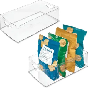 InterDesign iDesign Plastic Kitchen Cabinet Storage Bins - Organizer Bins with Handles - Set of 2 - Clear