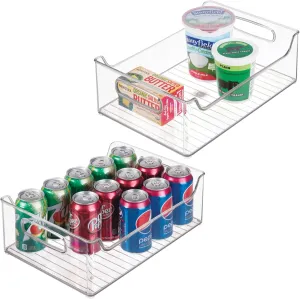 InterDesign iDesign Plastic Stackable Pantry Bin - Storage Bin with Handles for Cabinets or Fridge - Set of 2 - Clear