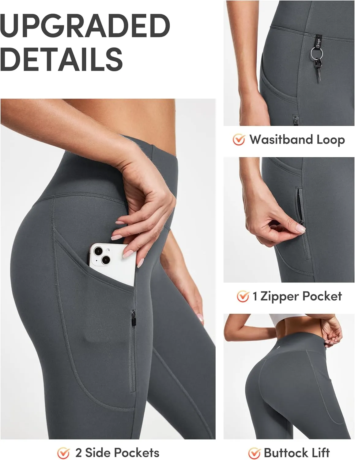 IUGA Fleece Lined Leggings Women Water Resistant Thermal Leggings Winter Warm Tights High Waist Hiking Pants with Pockets