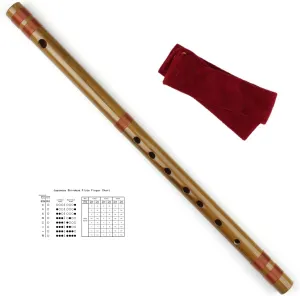 Japanese Shinobue Flute 7/8 Hon Handmade Bamboo Flute Musical Instrument (7Hon with red line)