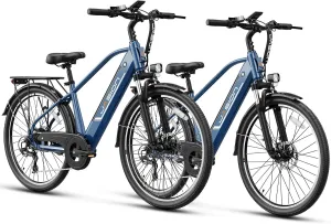 Jasion Roamer Electric Bike for Adults 1200W Peak Motor 528WH Removable Battery,up to 60miles 28MPH City Cruiser Ebike,26'' Commuter E Bike, 7-Speed Gears and Front Suspension Bicycles