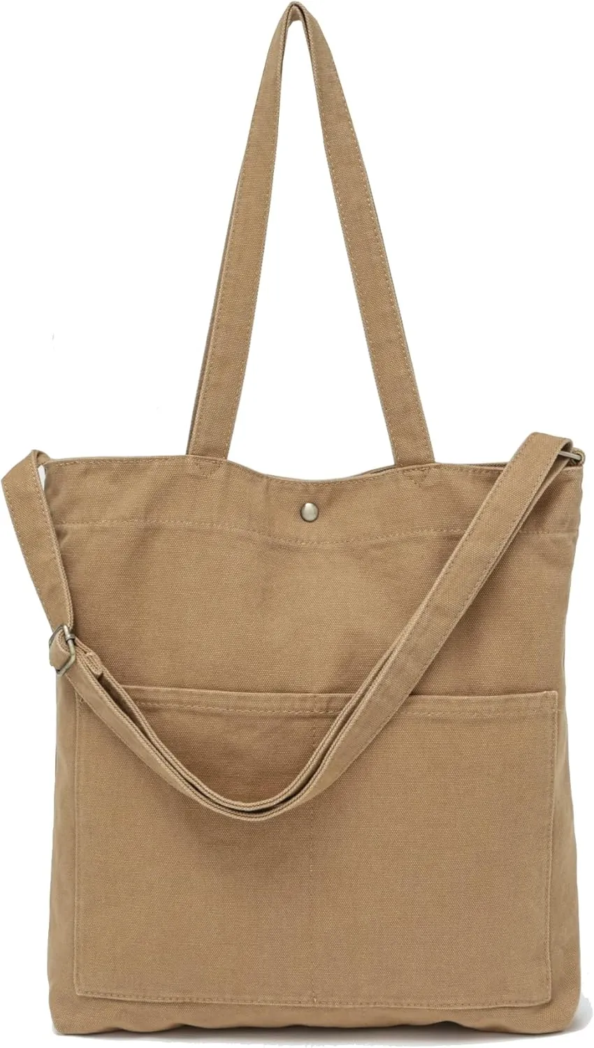 Jeelow Heavy Duty Canvas Travel Tote Handbag Shoulder Crossbody Bags Purse For Men & Women