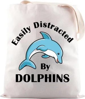 JNIAP Dolphin Lover Gift Easily Distracted By Dolphins Tote Bag Sea Mammal Gift