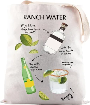 JNIAP Funny Tequila Cocktail Gift Ranch Water Bar and Recipe Tote Bag Signature Drink Gift