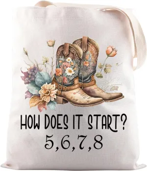 JNIAP Line Dance Lover Gift How Does It Start 5 6 7 8 Tote Bag Country Girl Gift