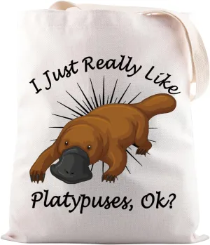 JNIAP Platypus Lover Gift I Just Really Like Platypuses Tote Bag Australian Platypus Gift