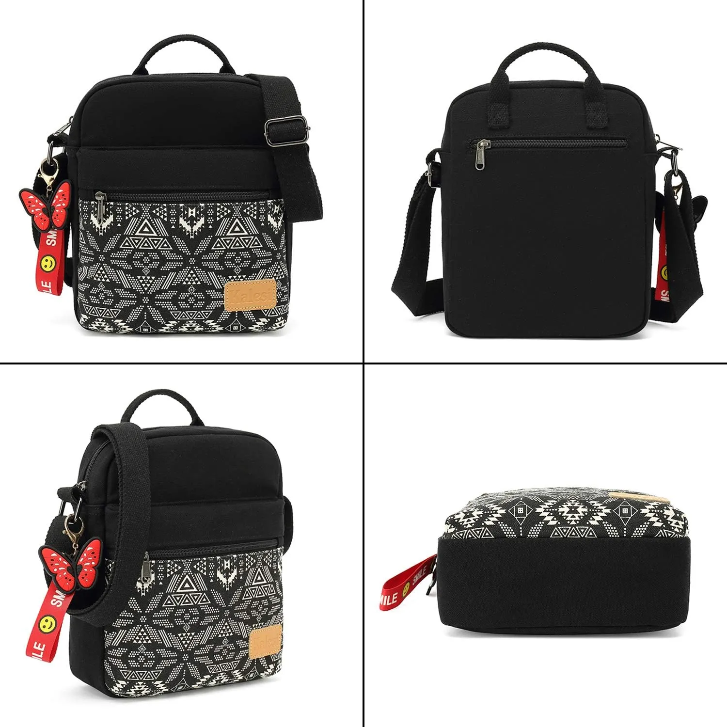 Kalesi Small Canvas Crossbody Bag and Purse Set for Girls and Women