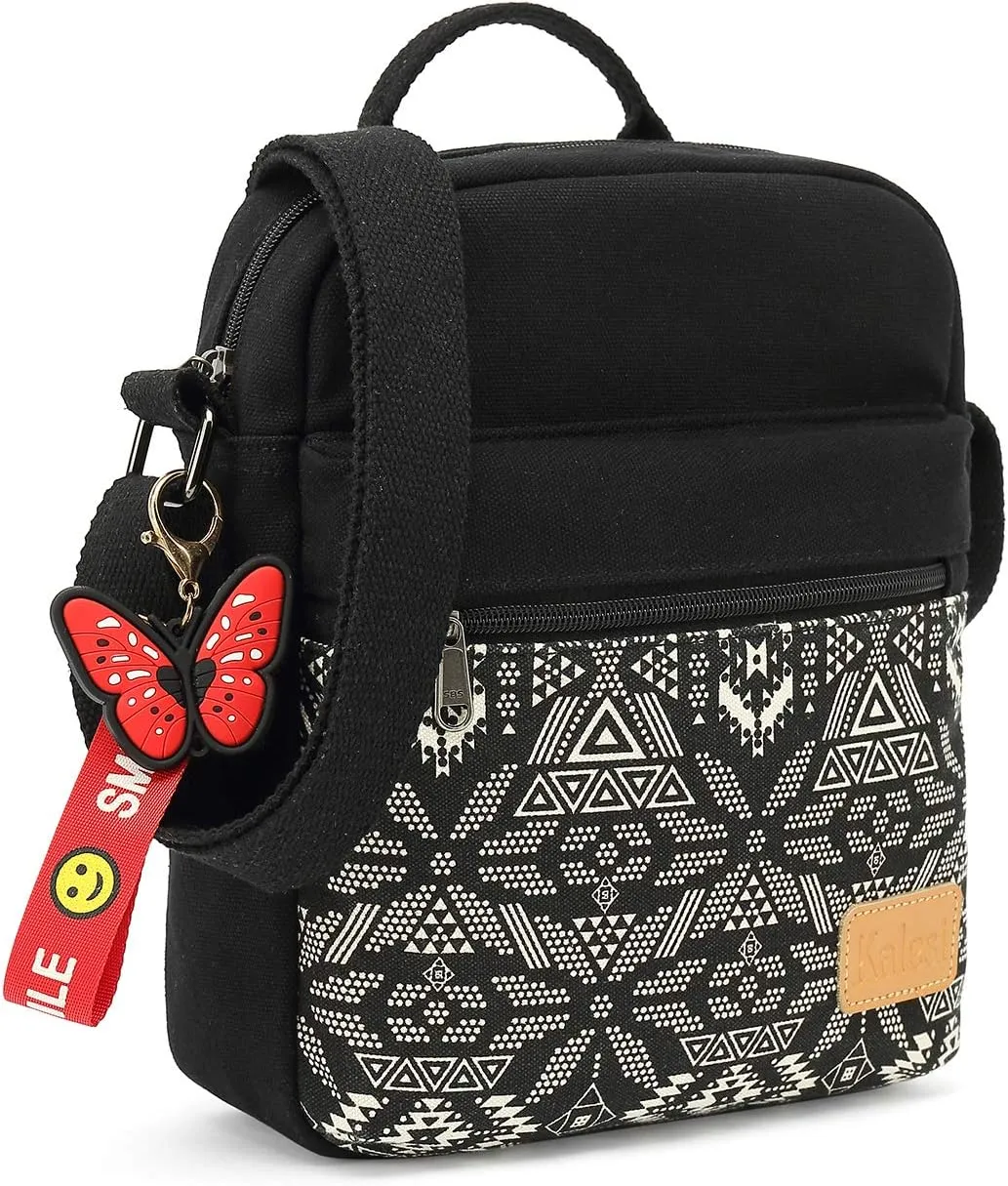 Kalesi Small Canvas Crossbody Bag and Purse Set for Girls and Women