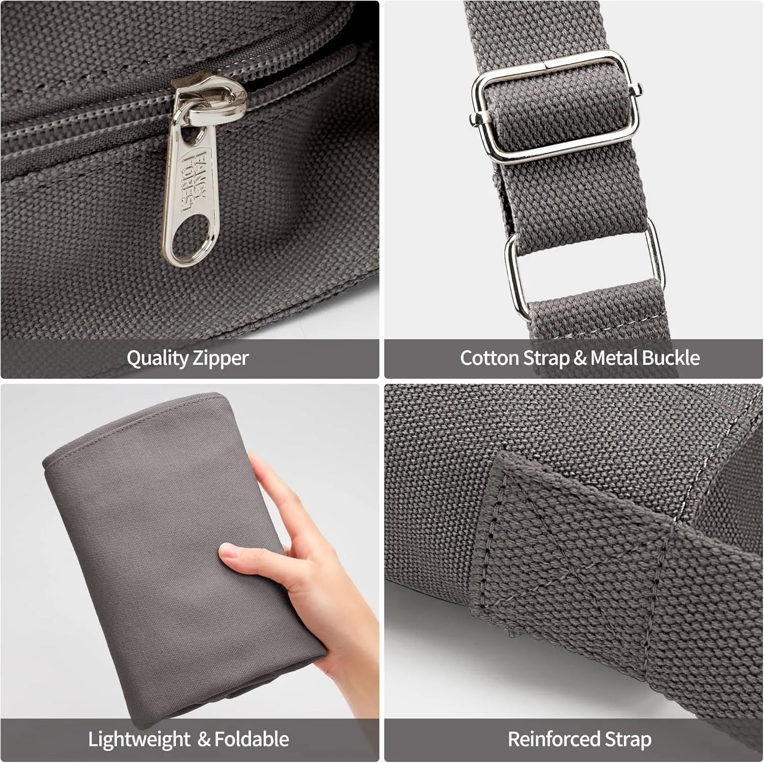 KALIDI Canvas Tote Bag Large Hobo Crossbody Shoulder Handbag Zipper Messenger Bag for Women or Men Casual College Work