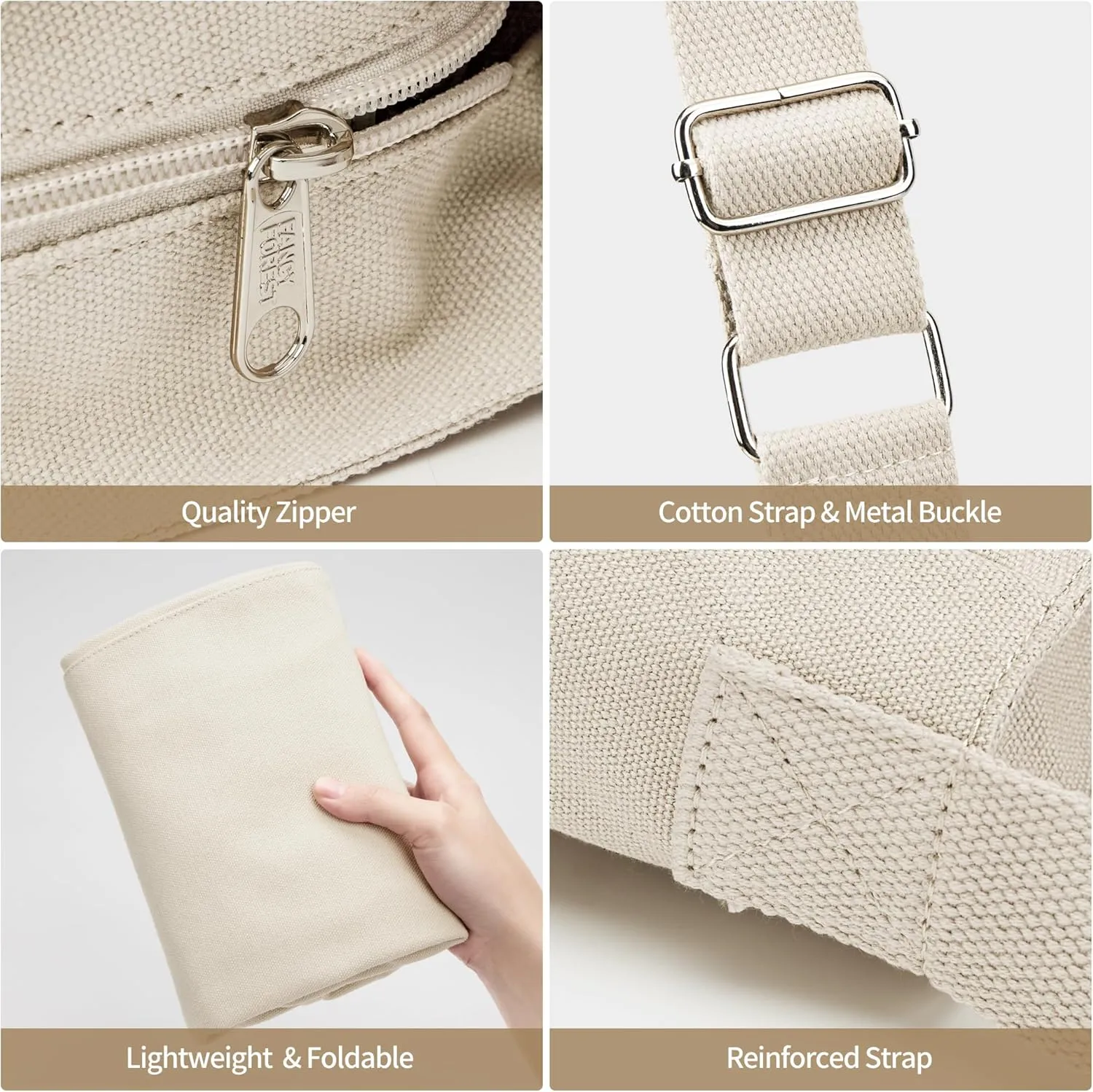 KALIDI Canvas Tote Bag Large Hobo Crossbody Shoulder Handbag Zipper Messenger Bag for Women or Men Casual College Work