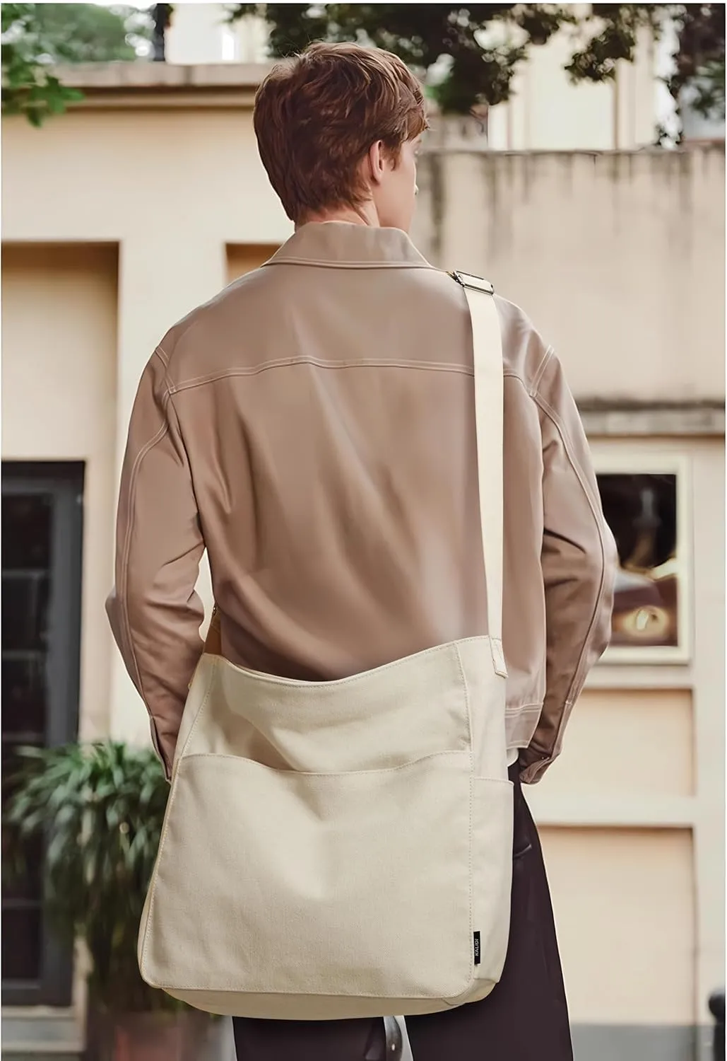 KALIDI Canvas Tote Bag Large Hobo Crossbody Shoulder Handbag Zipper Messenger Bag for Women or Men Casual College Work