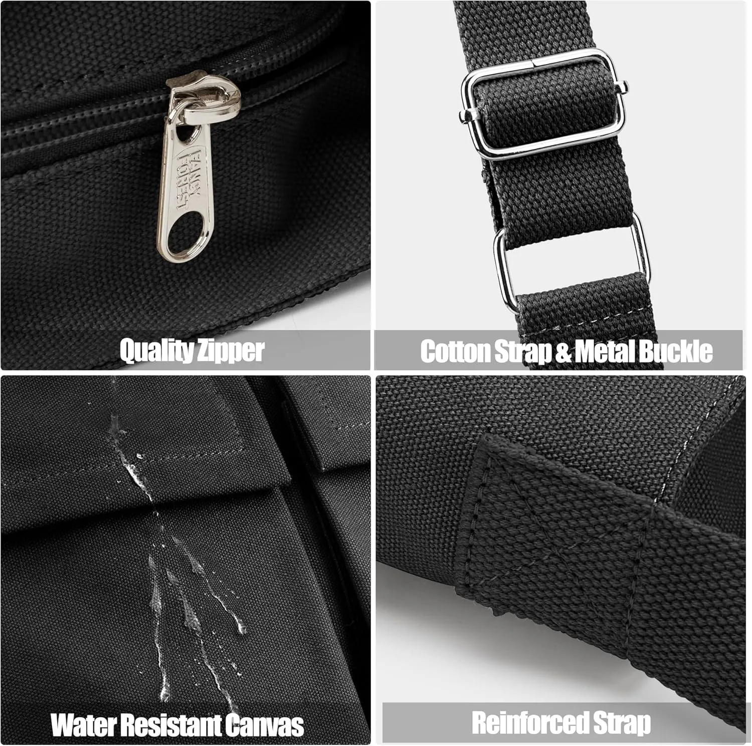 KALIDI Canvas Tote Bag Messenger Bag, Large Crossbody Bag for Women or Men, Casual Canvas Shoulder Bag for College Work Daily