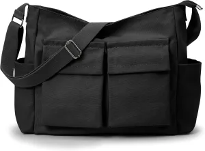 KALIDI Canvas Tote Bag Messenger Bag, Large Crossbody Bag for Women or Men, Casual Canvas Shoulder Bag for College Work Daily