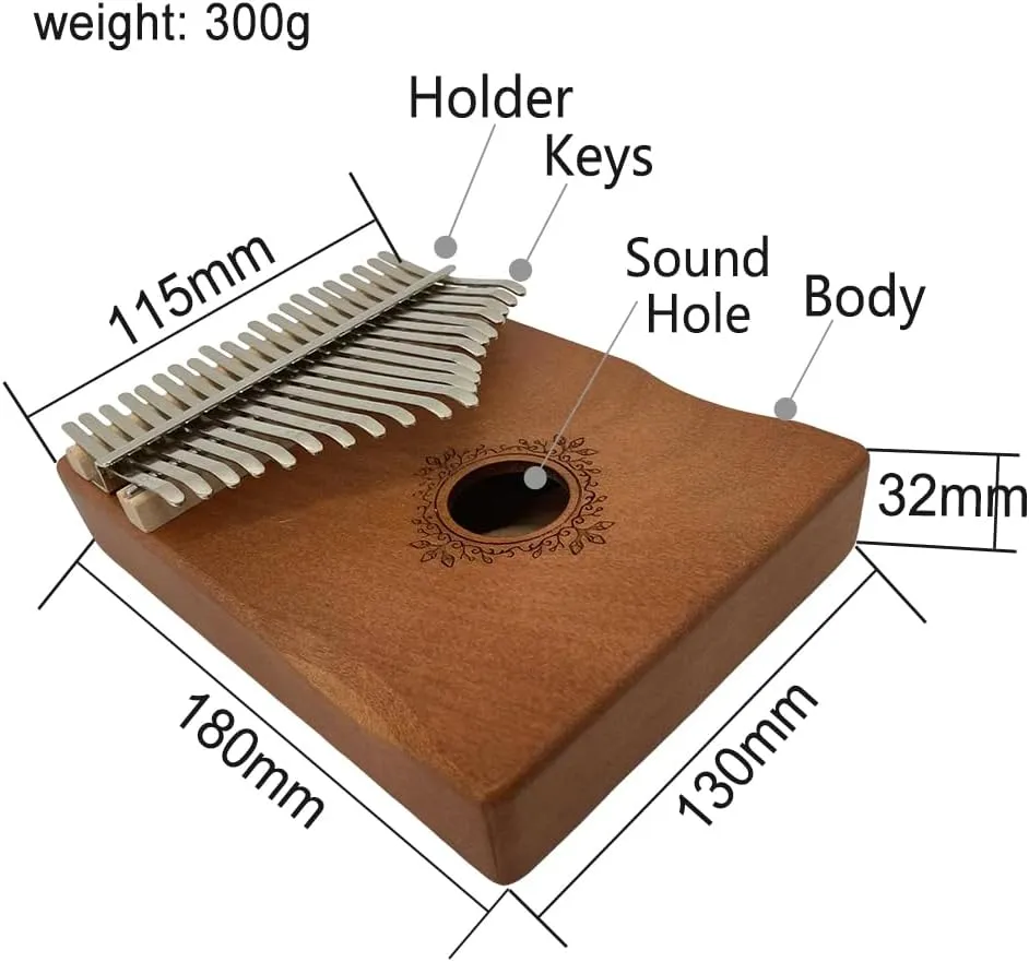 Kalimba 21 Keys Thumb Piano Music Gift for Beginners & Adults Mahogany Finger Piano with Tune Hammer, Instruction, Carrying Bag