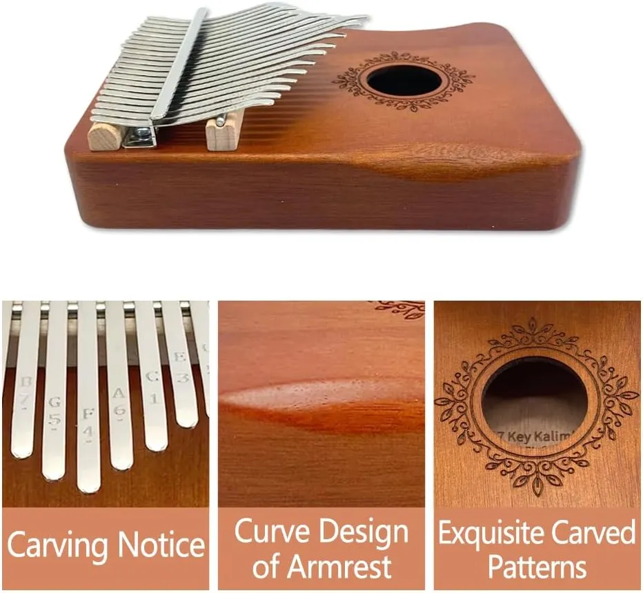 Kalimba 21 Keys Thumb Piano Music Gift for Beginners & Adults Mahogany Finger Piano with Tune Hammer, Instruction, Carrying Bag