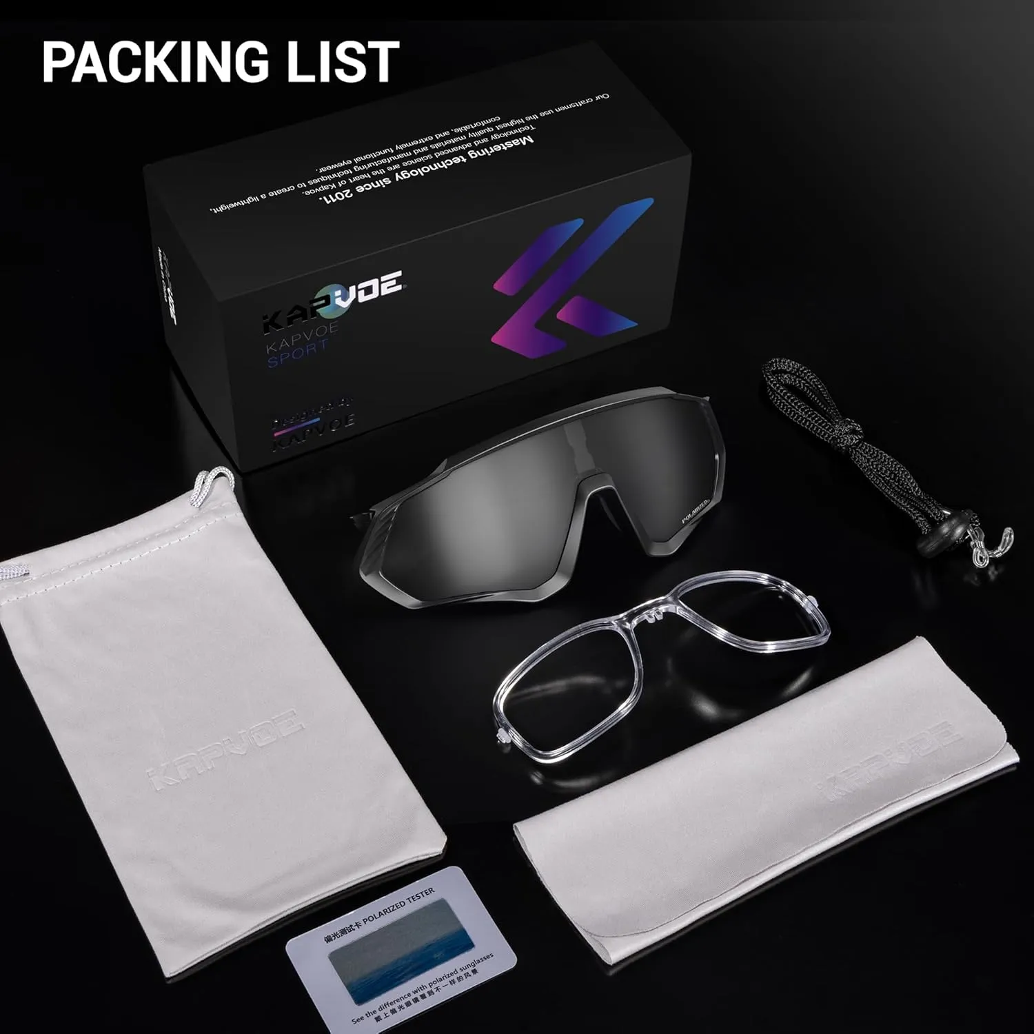 KAPVOE Cycling Glasses Men Women Polarized Sports Sunglasses With 1 Lens Or 5 Lenses MTB Mountain Bike Eyewear - K9408