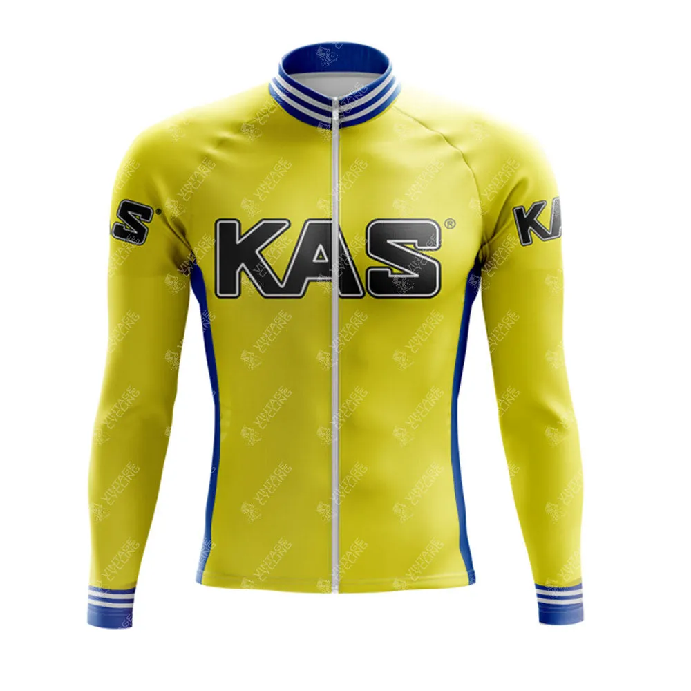 KAS Yellow Retro Long Sleeve Cycling Set (With Fleece Option)