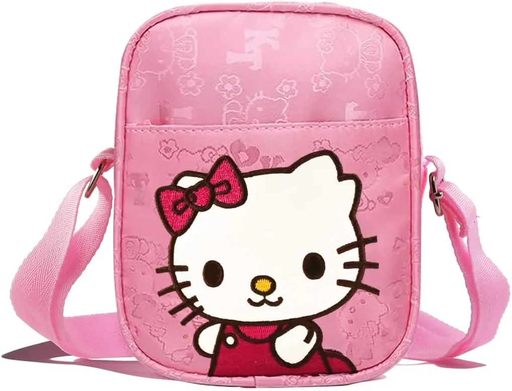 Kawaii Cute Pink Mini Purse for Girls, Canvas Stuff Wallet and Small Crossbody Bag