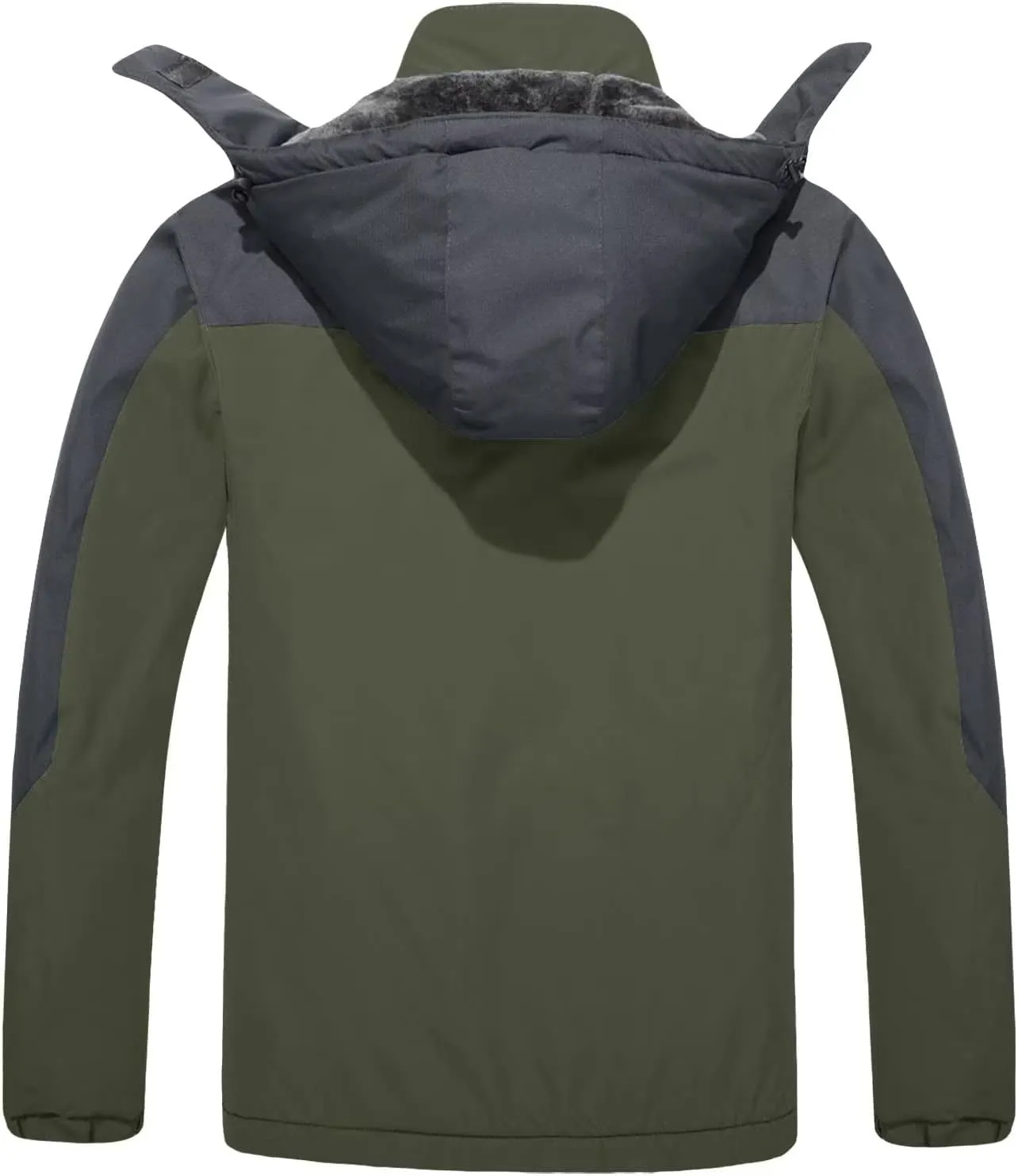 KEFITEVD Men's Waterproof Ski Snow Jacket Snowboarding Jackets Windproof Fleece Warm Heavy Hooded Coat Mountain Rain Jacket
