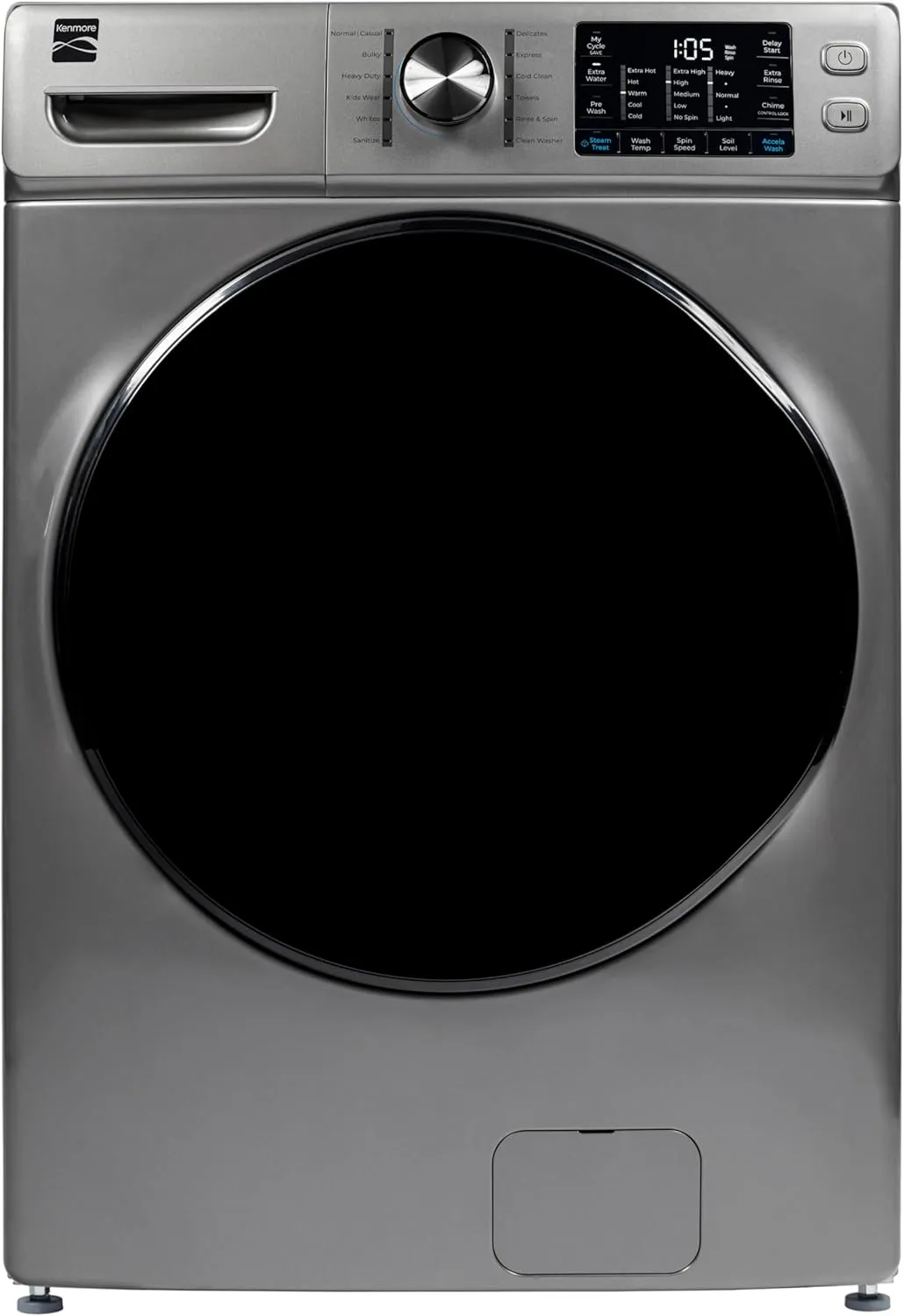 Kenmore 4.5 Cu. Ft. Front Load Washer with Stain Removing Steam Treatment - Sanitize Cycle - Reduce Laundry Time with Accela Wash - LED - ENERGY STAR Certified - Metallic Silver