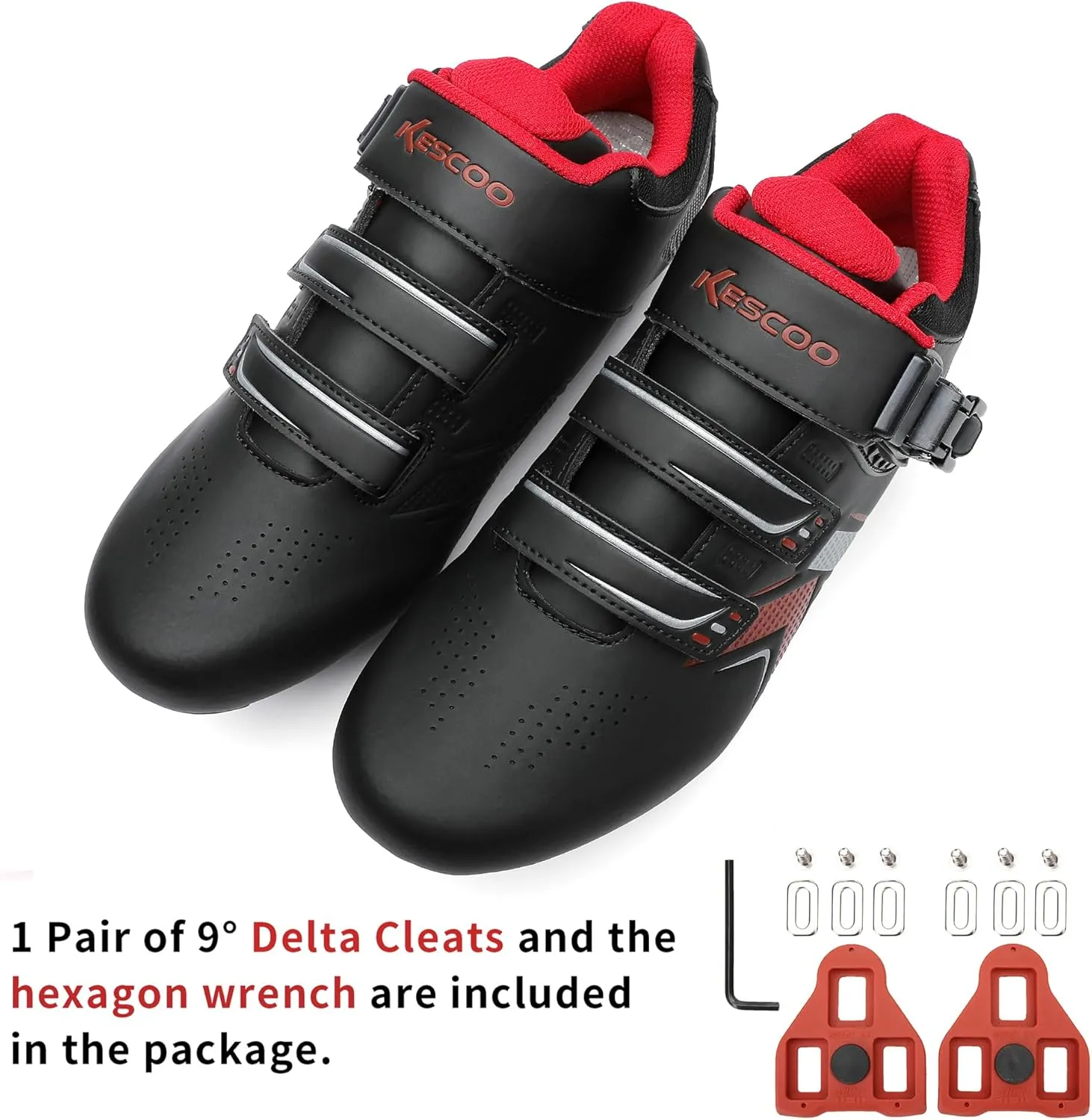 KESCOO Mens Womens Cycling Shoes Compatible with Peloton Bike Shoes and Delta Cleats Pre-Installed, Clip in Road Bike Riding Racing Biking Shoes Perfect for Indoor Outdoor