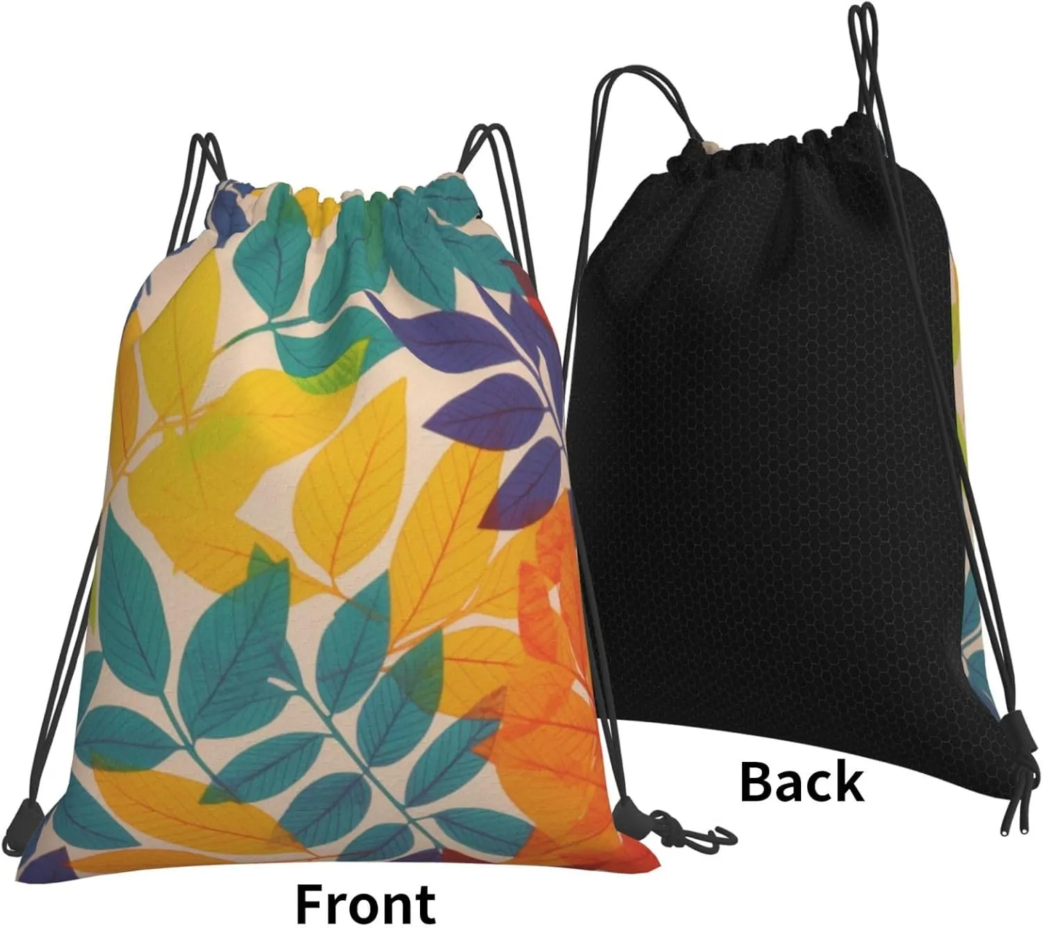 KHiry Drawstring Backpack Waterproof String Bag Multicolor leaves Drawstring Sackpack Gym Bag for Man Woman
