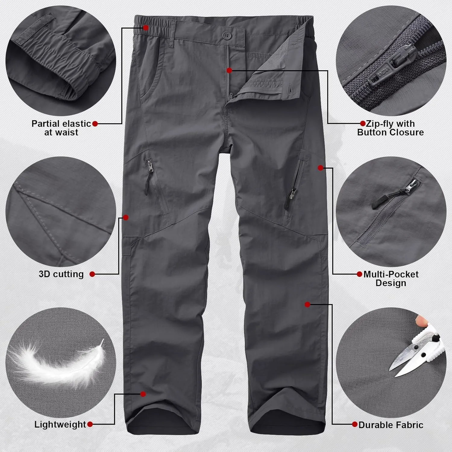 Kids' Cargo Pants, Youth Boys' Hiking Casual Outdoor Quick Dry Boy Scout Pants