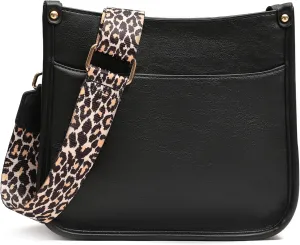 KOGTLA Women's Crossbody Shoulder Bag with Leopard Guitar Strap,Vegan Faux Leather Purse Handbag Bucket Tote Bag