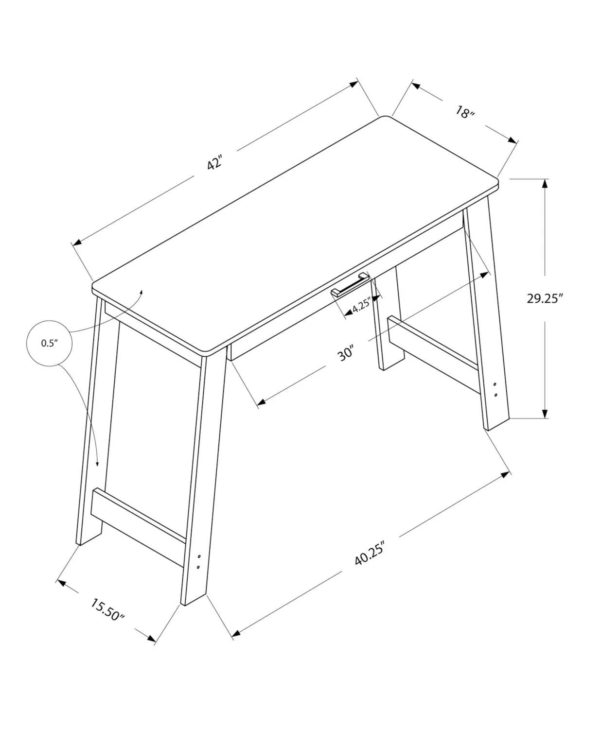 Kristina 42" Office Desk with Drawer - Grey|Bureau Kristina de 42 po avec tiroir - gris