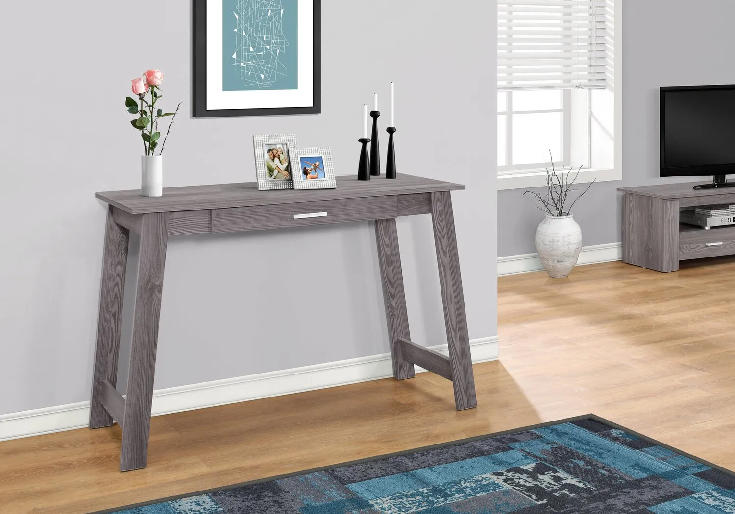 Kristina 42" Office Desk with Drawer - Grey|Bureau Kristina de 42 po avec tiroir - gris