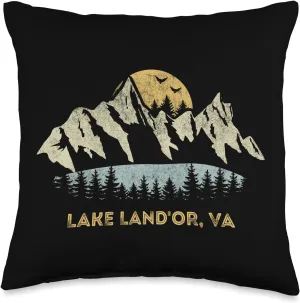 Lake Land'Or Virginia Mountain Sunset Sunrise VA Throw Pillow
