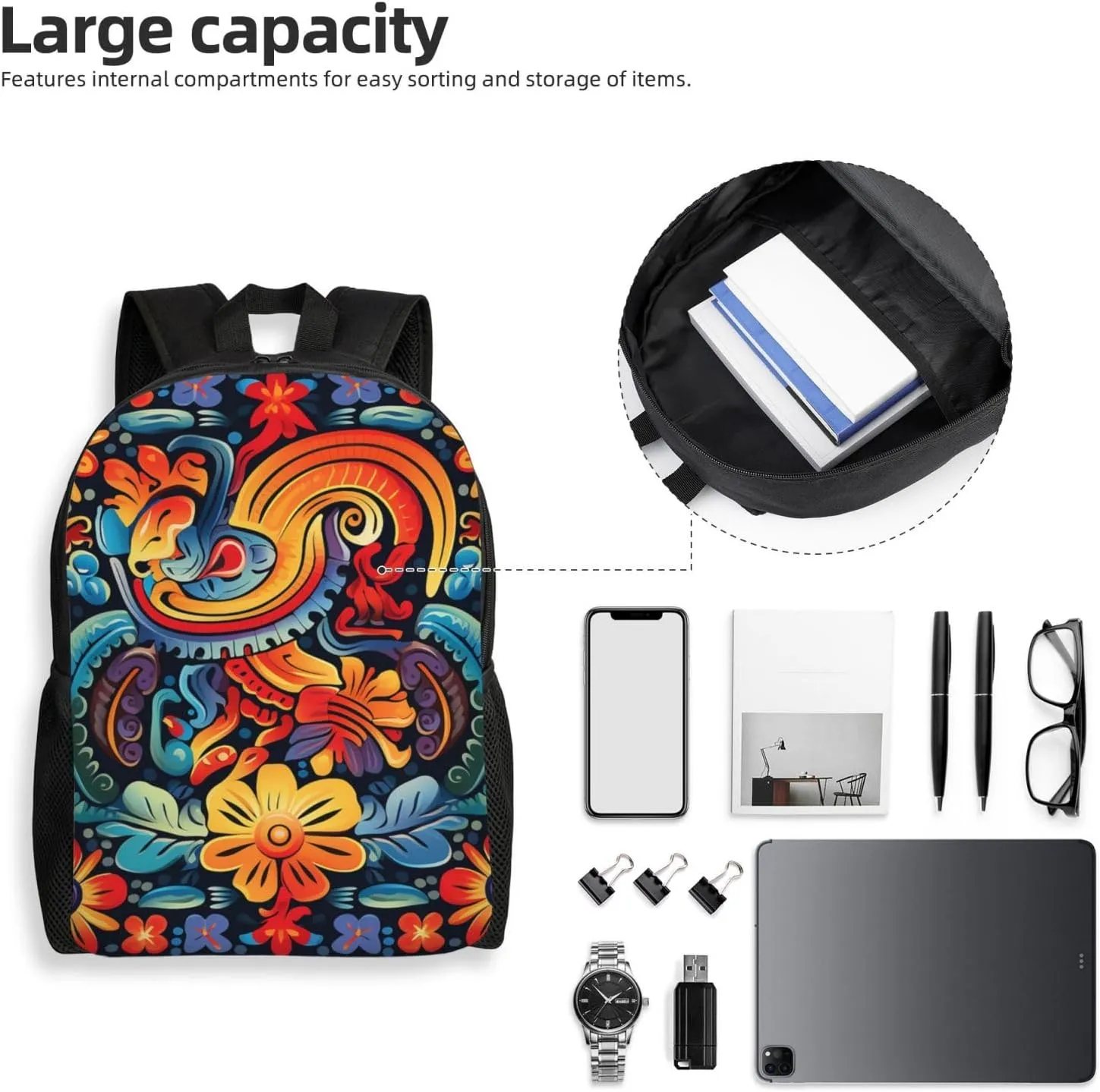 Laptop Backpack for Women Men Carry-on Backpack Mexican Daypack Lightweight Travel Shoulder Bags