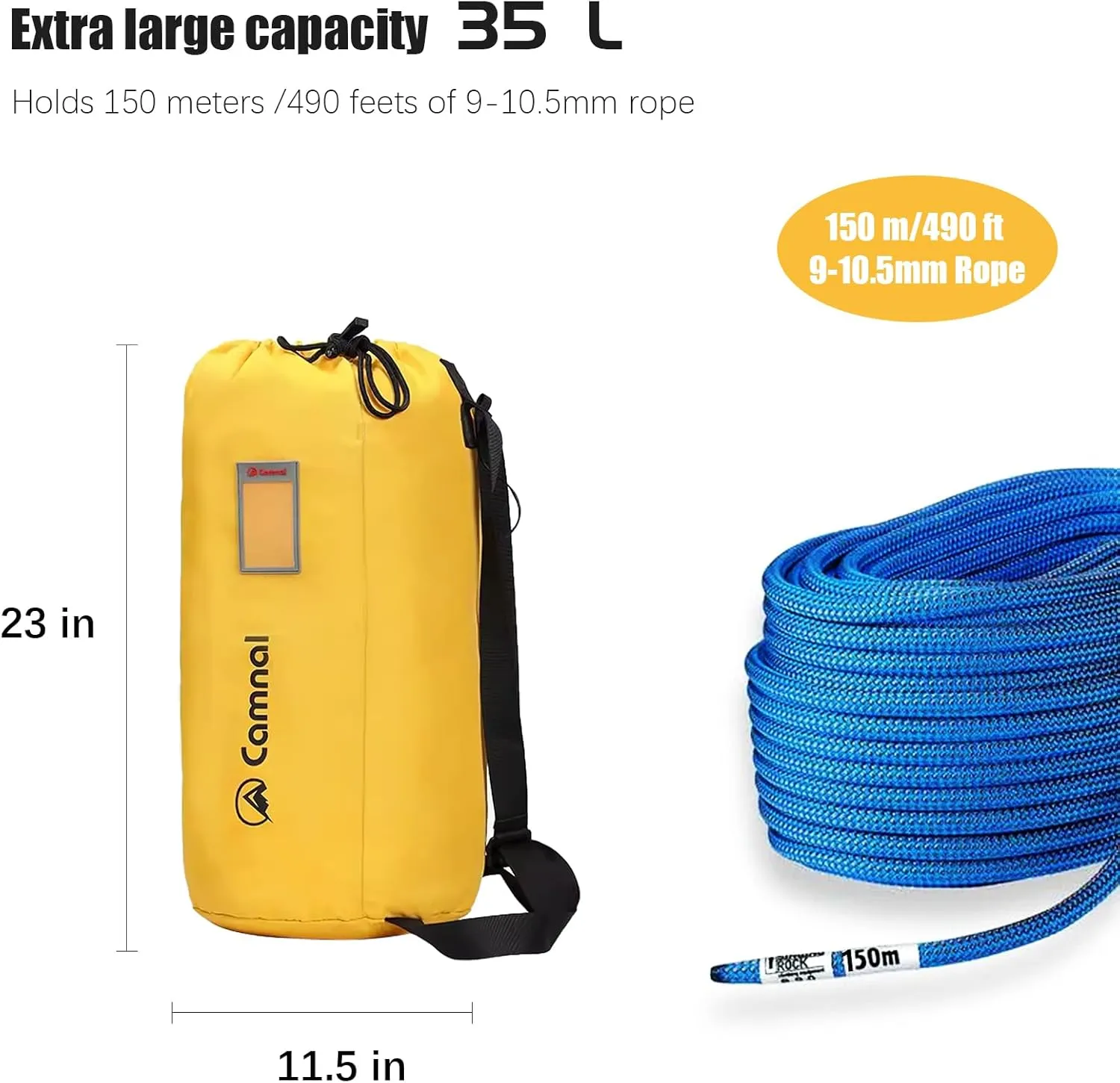 Large Capacity Arborist Throw Bag, Waterproof Folding Shoulder Backpack with Tightness and Carry Straps, Rock Climbing Gear Bag (500ft)