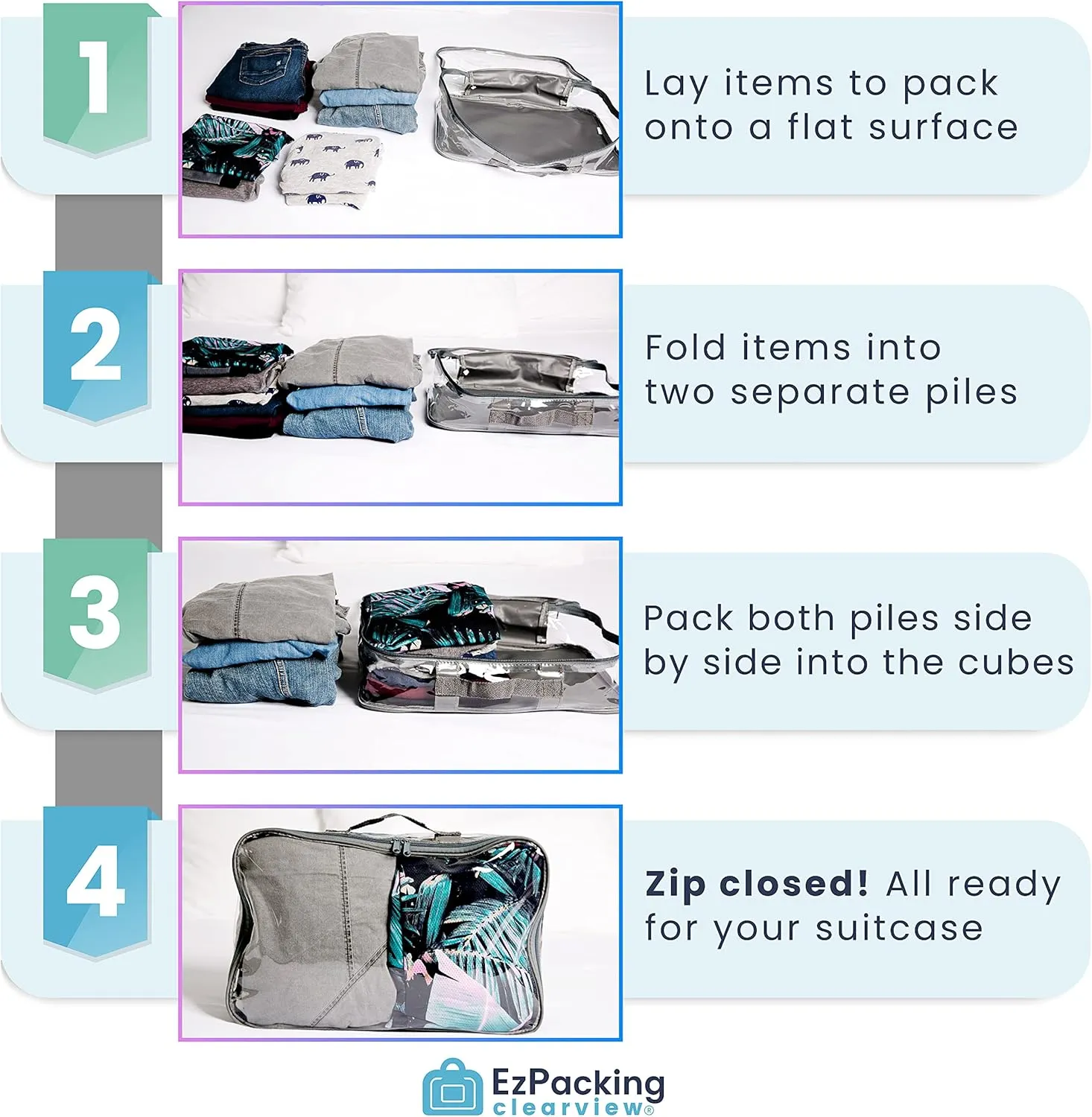 Large Clear Travel Packing Cube/See-Through PVC Organizer for Suitcase/Multipurpose Pouch w/Handle/Dress Shirts, Pants, Cashmere, Sweaters & Seasonal Linen Storage Protection (Royal Blue)