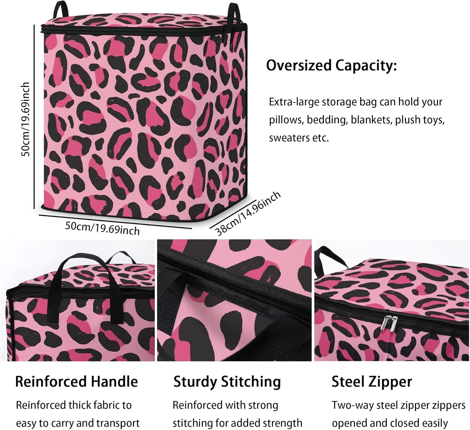 Large Comforter Storage Bag with Zipper,Closet Organizer for Clothes/Blankets/Quilts/Pillows,Fabric Storage Bags with Portable Handles 95L(2-Pack)