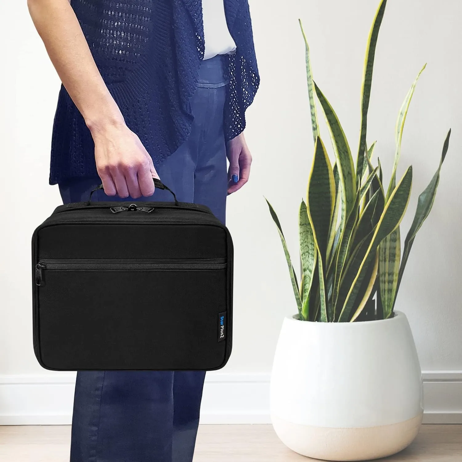 Large Padded Pill Bottle Organizer, Medicine Bag, Case, Carrier for Medications, Vitamins, and Medical Supplies - Travel Medicine Organizer and Home Storage Med Bag - Black (with TSA Lock)
